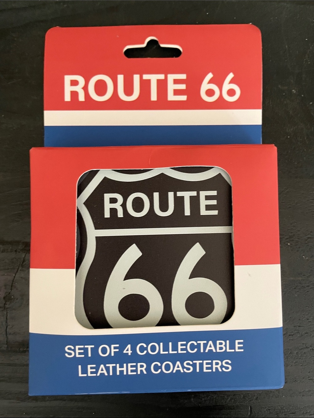 NEW!! Route 66 Collectible Leather 4 Piece Coaster